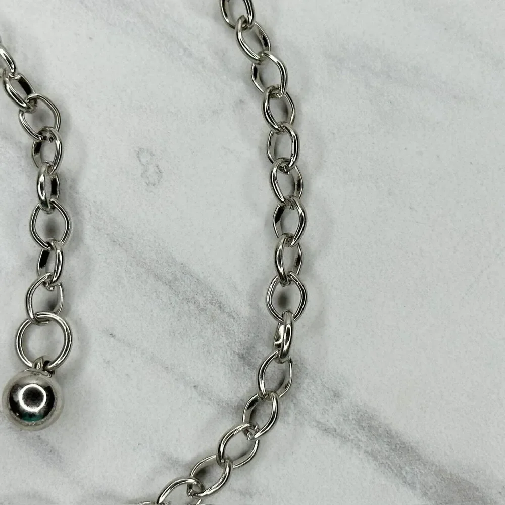 Y2K Rhinestone Flower Silver Chain Belt Extra Small/Small (XS/S) ✨